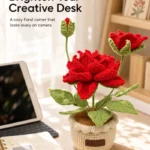 Handmade Crochet Rose Pot
